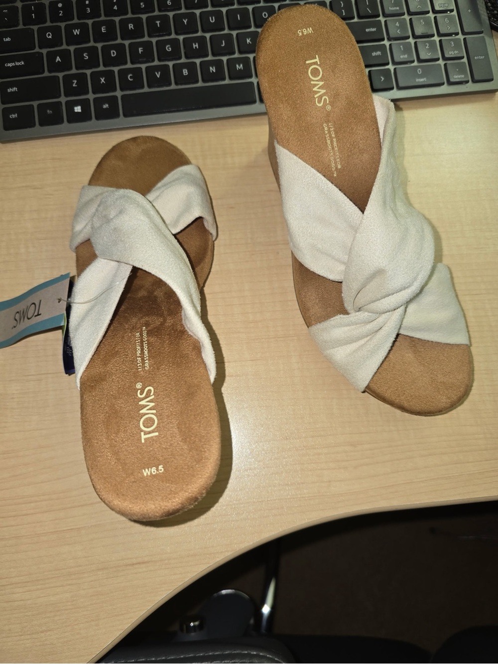 Toms White Twisted Strap Slide Sandals